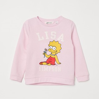 H&amp;M เสื้อสเวตเตอร์เด็กผู้หญิง สีชมพู ลาย LISA SIMPSON