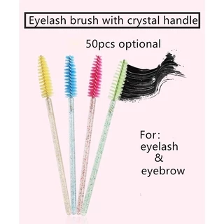 Praeclarus 50 ชิ้น/เซ็ตแปรงขนตาหัวนุ่มสําหรับขนตาคิ้วคริสตัลมาสคาร่า Applicator มาสคาร่า Wand หวี Micro-Brushes แปรงแต่งหน้าเครื่องมือ