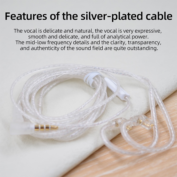 KZ High Purity Silver Plated Flat Cable OFC upgrade line With Mic for ZS10 ZST ZEX EDX ZSN Pro EDC EDS