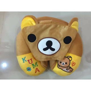 หมอนรองคอตัวยู แบบมีฮู้ด ลายหมีริลัคคุมะ Rilakkuma