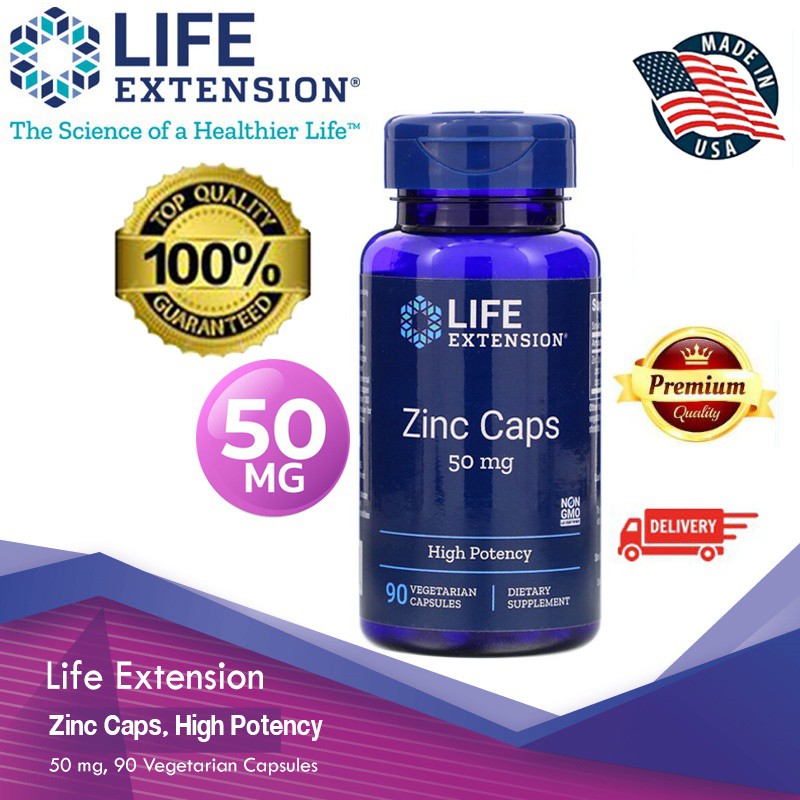 Life Extension, Zinc Caps, High Potency, 50 mg, 90 Vegetarian Capsules |  Shopee Thailand