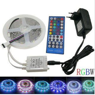 SMD 5050 60leds / m 5m RGBW RGBWW RGB LED Strip ไฟ LED เทป LED IR ควบคุม DC 12V อะแดปเตอร์ชุด LED Strip