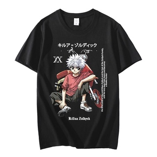 T-shirt  เสื้อยืด พิมพ์ลายกราฟฟิคอนิเมะ Hunter X Hunter Killua Zoldyck 90s สไตล์ฮาราจูกุ สําหรับผู้ชายS-5XL