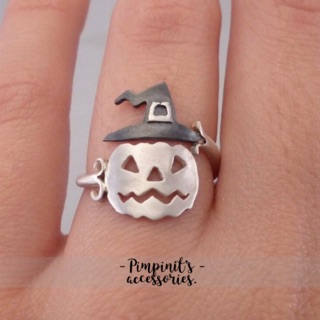 🇹🇭 พร้อมส่ง : 👻 แหวนปรับขนาดได้ลายฟักทองฮาโลวีน | Halloween Pumpkin Adjustable Ring.