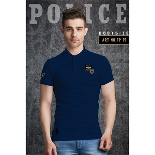 เสื้อโปโล Police Bodysize ทรง Slim fit  พอดีตัว  ผุ้ชาย/ผู้หญิง สีดำ,กรม,ขาว,เทา (FP15)