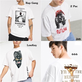 🔥 9.9. SALE 🔥 ® เสื้อ Oversize รุ่น Rap Jone / Tupac 2 Pac / 666 / Lowkey   (ลิขสิทธิ์แท้)  สีขาว OS