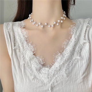 🎉สร้อยคอแฟชั่น chocker รุ่นมุกตัว v สลับกัน รุ่นนี้น่ารักมากเลยค่ะเหมาะสำหรับวัยรุ่น จับแมชกับต่างหูออกงานได้เบยยย
