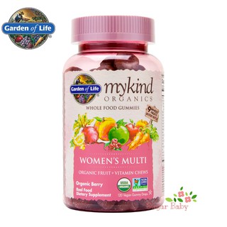 Garden of Life MyKind Organics Womens Multi Organic Berry 120 Vegan Gummy Drops วิตามินรวมสำหรับผู้หญิง รสออแกนิคเบอร์ร