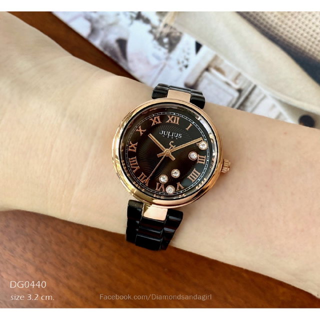 นาฬิกาข้อมือ Julius JA-1236 สเตนเลส คริสตัลกลิ้งได้ หน้าปัด 3.2 ซม สวยกำลังดี สายล็อคแบบบานพับ ประกันตัวเครื่อง 1 ปีเต็ม