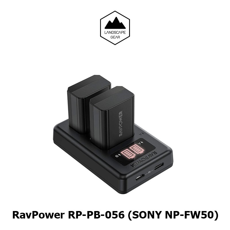 RAVPOWER RP-PB056 ชุดแบตเตอร์รี่ NP-FW50 พร้อมแท่นชาร์จสำหรับกล้อง Sony