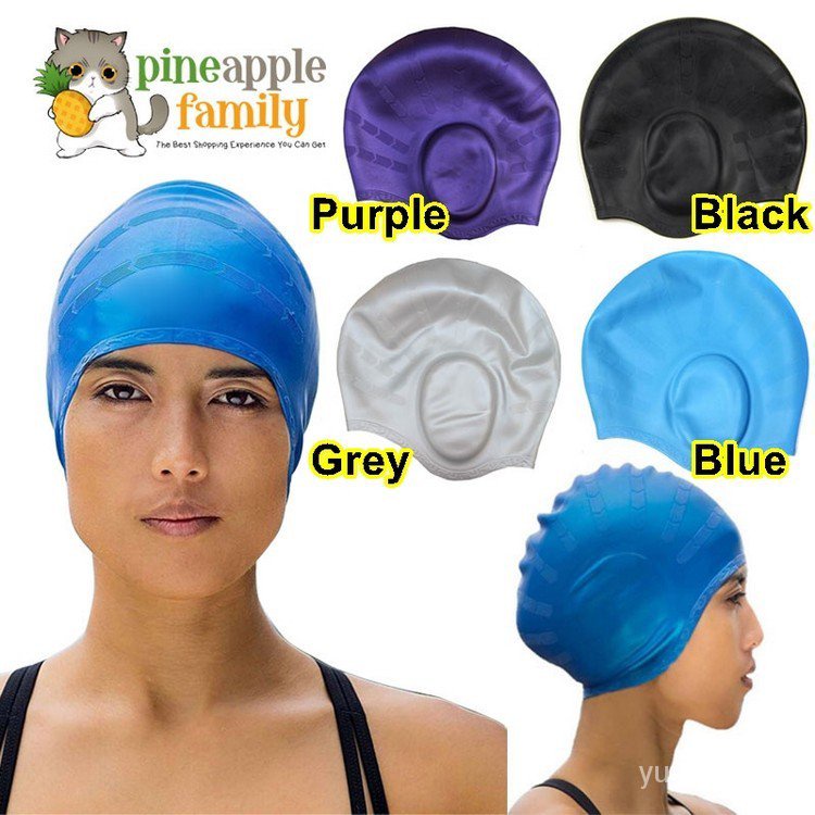 HZtC Silicone Swim Caps for Women and Men, Comfortable Swimming Cap Fit