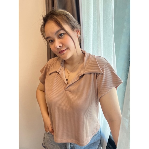 Meme shirt 💗  เสื้อคอปกเจาะโปโลสาวอวบ