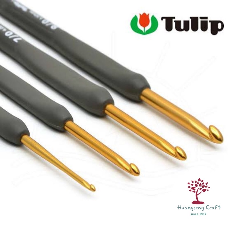 Tulip Etimo gold crochet hooks เข็มโคร์เชต์ ด้ามสีเทา Made in JAPAN (ราคาต่อด้าม)