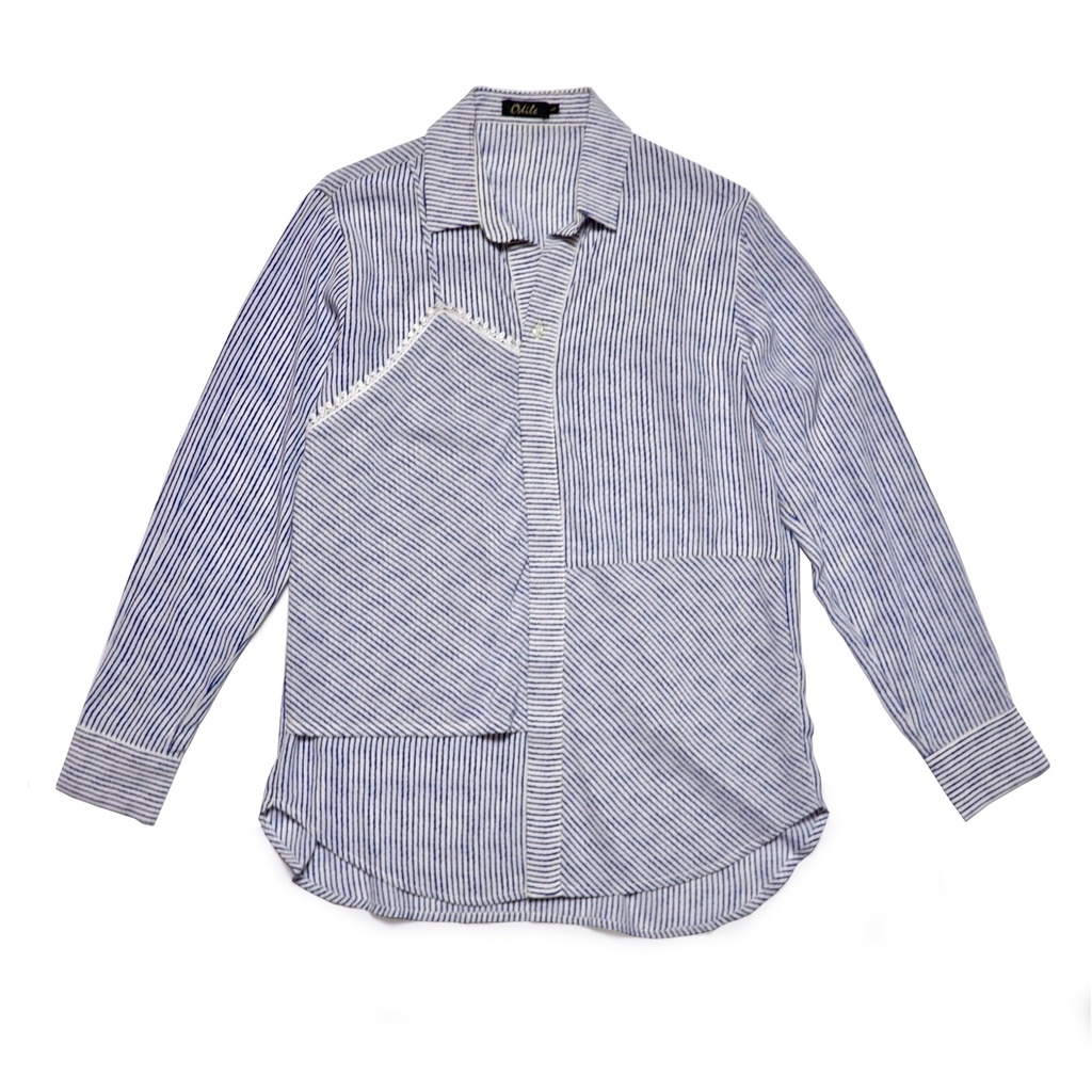 เสื้อเชิ้ตคอปกสีฟ้า/ขาว Odile รุ่น A19BL03BL