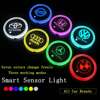 ที่วางแก้วน้ำในรถยนต์มีไฟ Led 7 สี ที่รองแก้วน้ำ / 1Pcs USB charging Car Led Cup Holder Water Bottom Mat