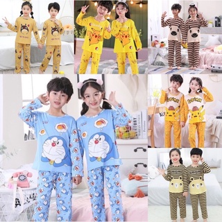 ลด10% โค้ด DDXDECW4 ชุดนอนเด็กแขนยาวลายการ์ตูน ชุดนอนเด็กราค…