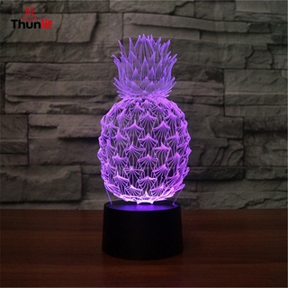 Thunlit โคมไฟกลางคืน รูปสับปะรด เสียบ USB มีสีสัน