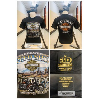 เสื้อยืดผู้ชาย เสื้อฮาเลย์ (harley davidson)  ป้าย 3D EMBLEM ผ้าบาง50/50 เสื้อผ้า เสื้อวินเทจ