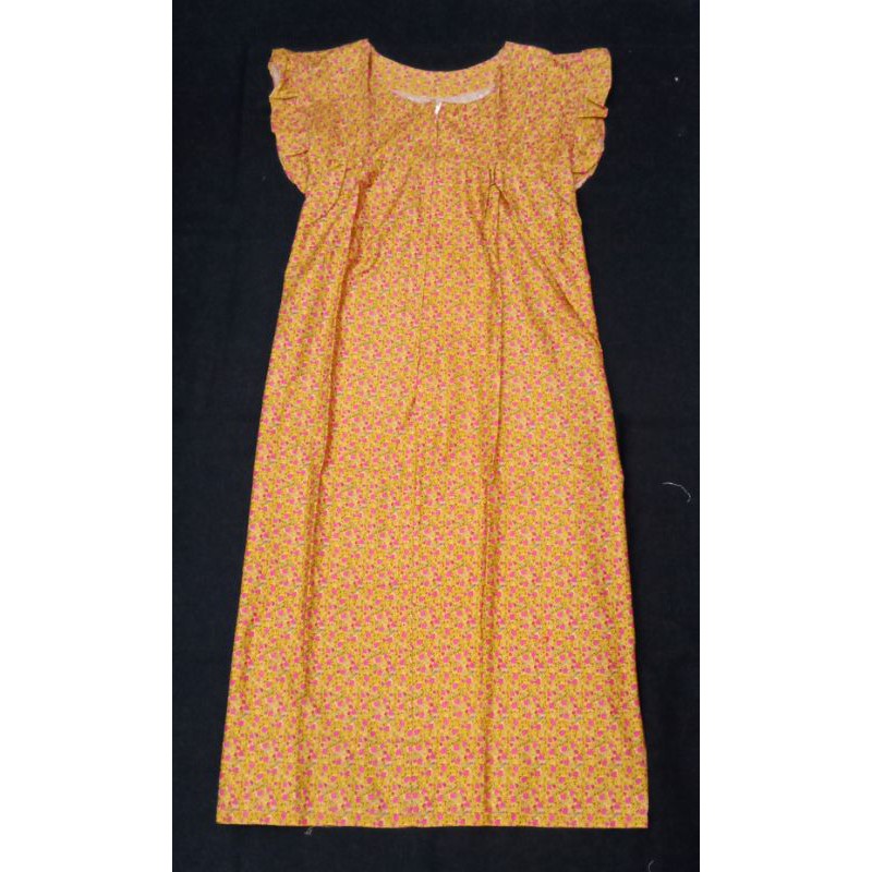 ชุดนอน ผ้าคอตต้อน แขนระบาย ซิปหน้า ชุดอยู่บ้าน