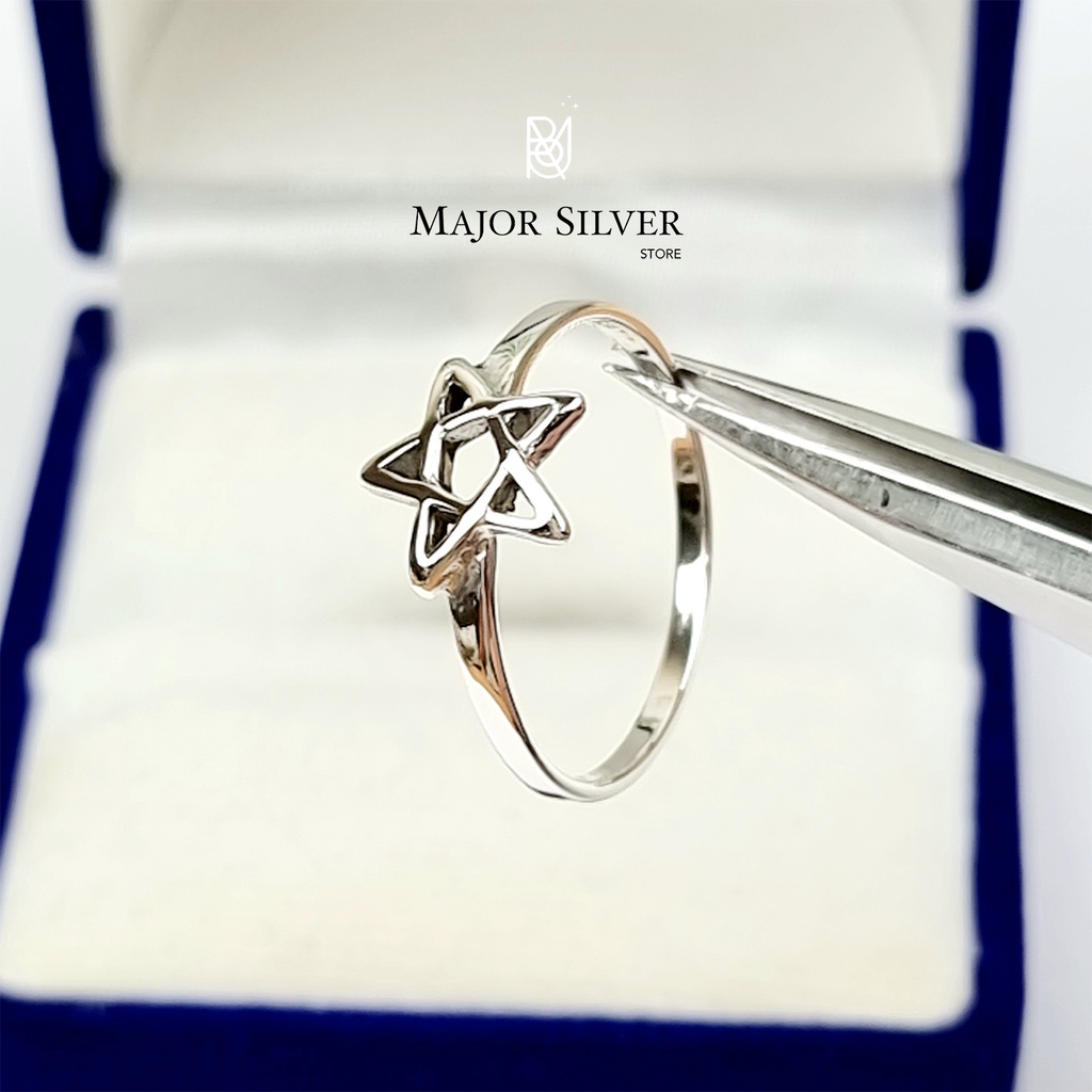 Star 9 mm ring แหวนหัวดาว9มิล เงินแท้ 92.5% สไตล์อินเทรน Major Silver : E-V-StH-9