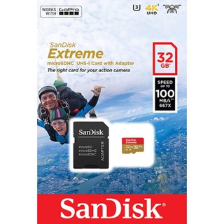 SanDisk 32GB Extreme Micro SD 100MB with Adapter SDSQXAF-032G-GN6AA