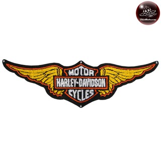 อาร์ม HARLEY DAVIDSON อาร์มรีดติดเสื้อผ้า ปักลาย HARLEY DAVIDSON ป้ายรีดติดผ้า ปักลาย HARLEY DAVIDSON 15*4.5