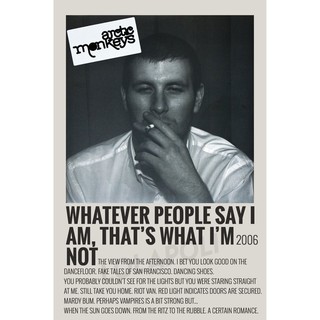 โปสเตอร์ มันวาว พิมพ์ด้านเดียว ขนาด A5 14.8 ซม. x 21 ซม. รูปปกอัลบั้ม Whatever People Say I Am, Thats What Im Note - Arctic Monkeys