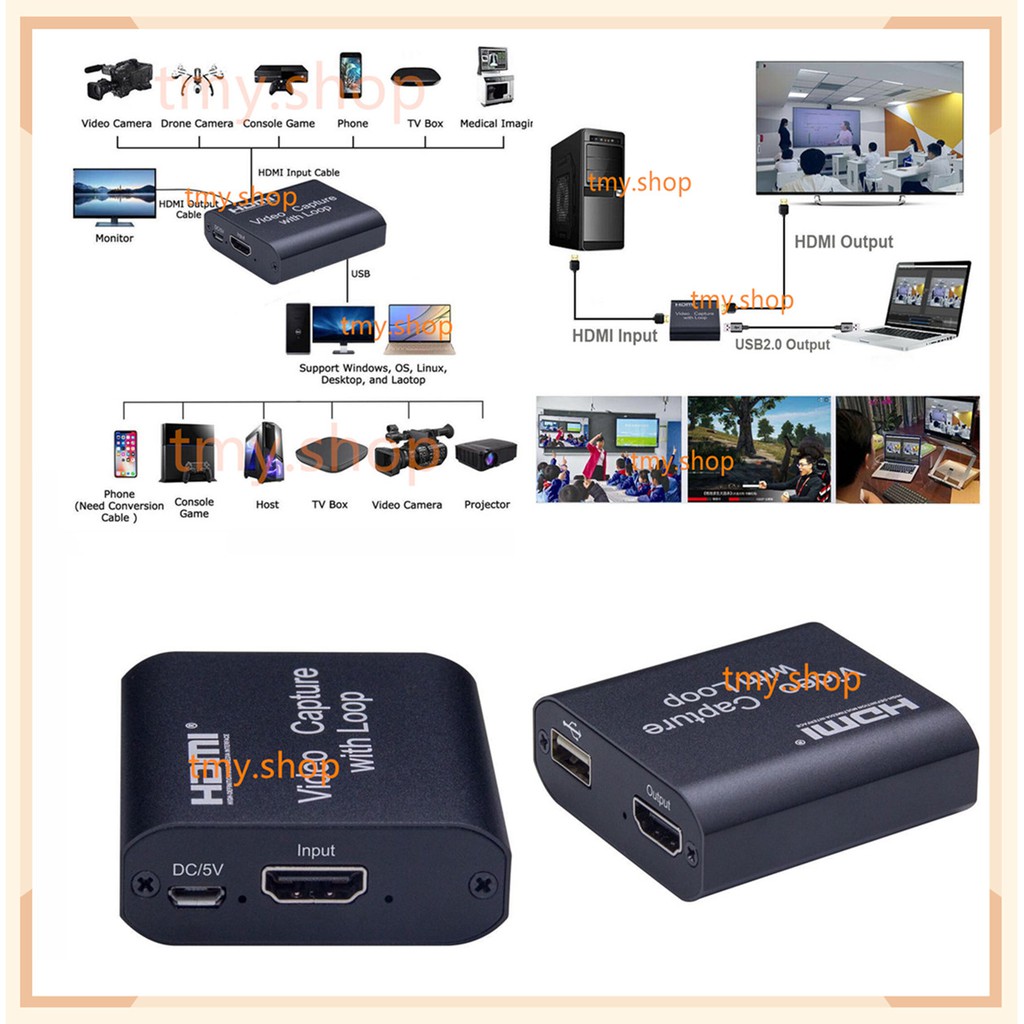 ต วแปลง Hdmi Capture Card Usb 2 0 To Hdmi สามารถบ นท กว ด โอและเส ยงจากอ ปกรณ ต างๆได 1080p 60fps Hd Video Shopee Thailand