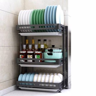 ชั้นวางคว่ำจาน ติดผนัง หรือวางบนโต๊ะ พับเก็บได้  Kitchen Folding Dish Rack