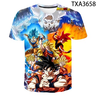 เสื้อยืดแขนสั้นลําลอง พิมพ์ลายการ์ตูน Dragon Ball แฟชั่นฤดูร้อน สําหรับผู้ชาย และผู้หญิง