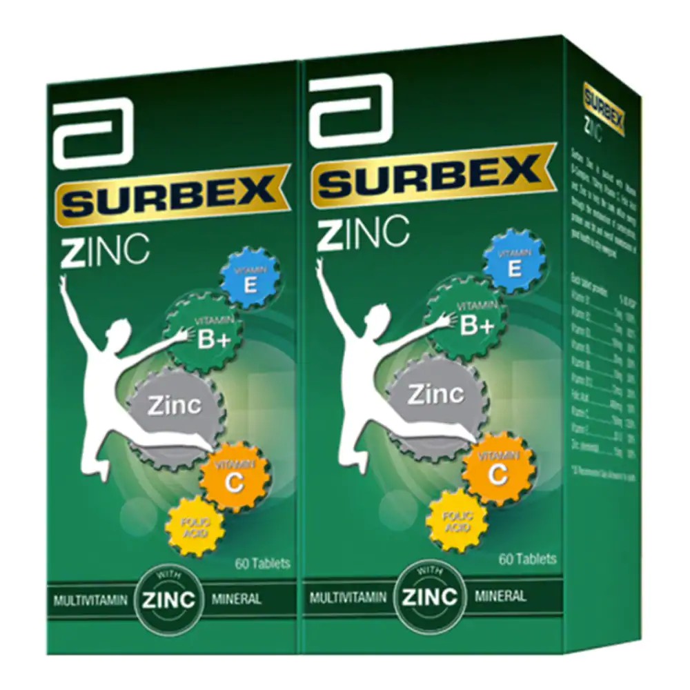 Abbott Surbex Zinc B-Plus (Multivitamins) 60 Tablets (Expiry Date: 9 / ...