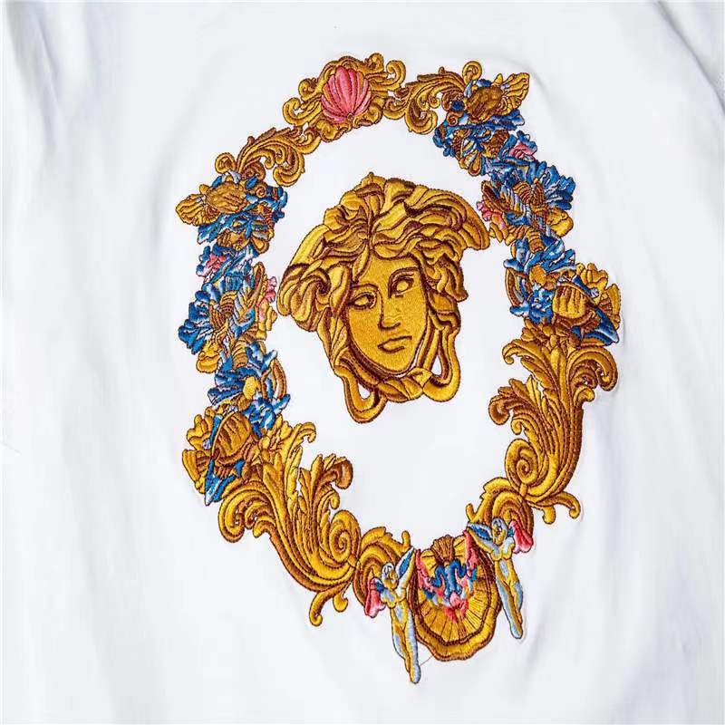 △Versace Short-Sleeved New Style Embroidered Pure Cotton Men Women T-Shirts #4