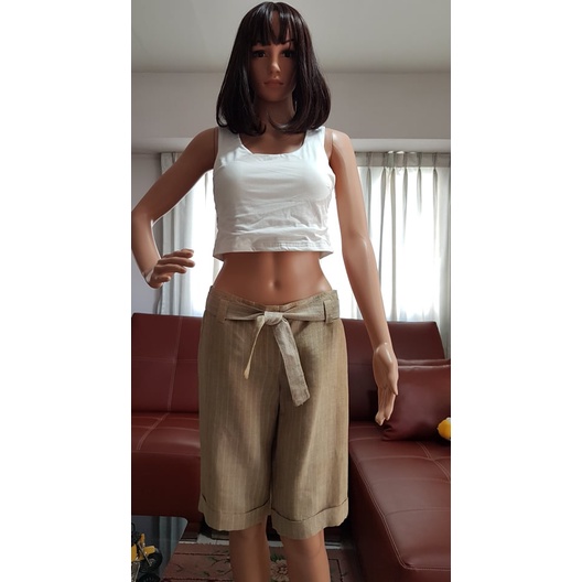 "ESPADA" Brand Size 3 กางเกงขาสั้น กางเกงแฟชั่น ลายทาง ผ้าลินิน