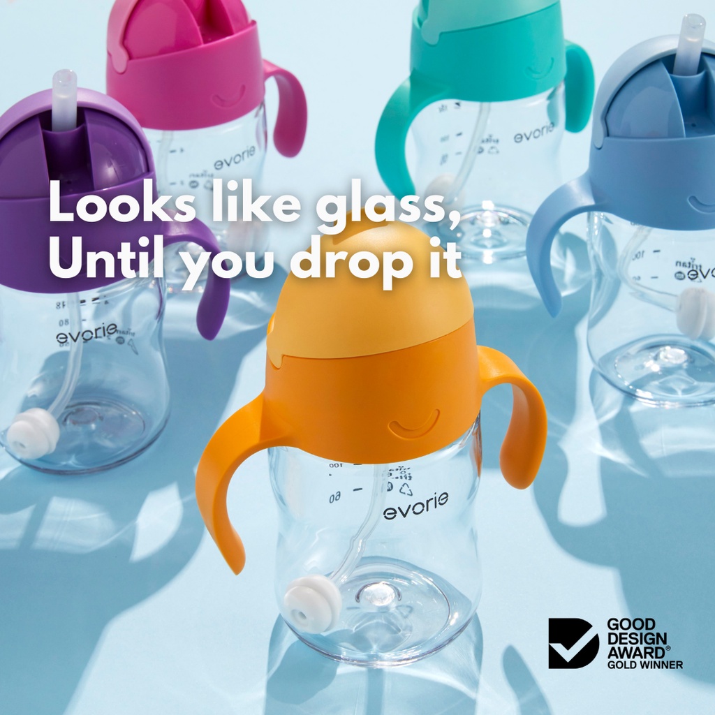 พร้อมส่ง Evorie Tritan Baby Sippy Cup Straw Water Bottle ขวดน้ําเด็ก, 200mL Better than PPSU