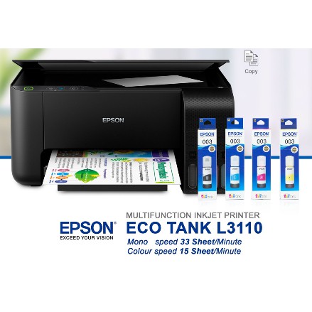 ปริ้น ก๊อบปี้ สแกน ถ่ายเอกสาร Epson EcoTank L3110 L Series Ink Tank Printers มีหมึกแท้และอุปกรณ์พร้อมใช้งาน