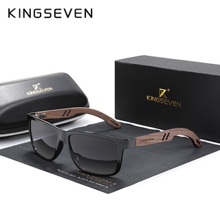 Kingseven ออกแบบผู้ชาย แว่นตาเสริมบานพับ ไม้ แฮนด์เมด แว่นกันแดด เลนส์โพลาไรซ์ ผู้หญิง แว่นตากันแดด