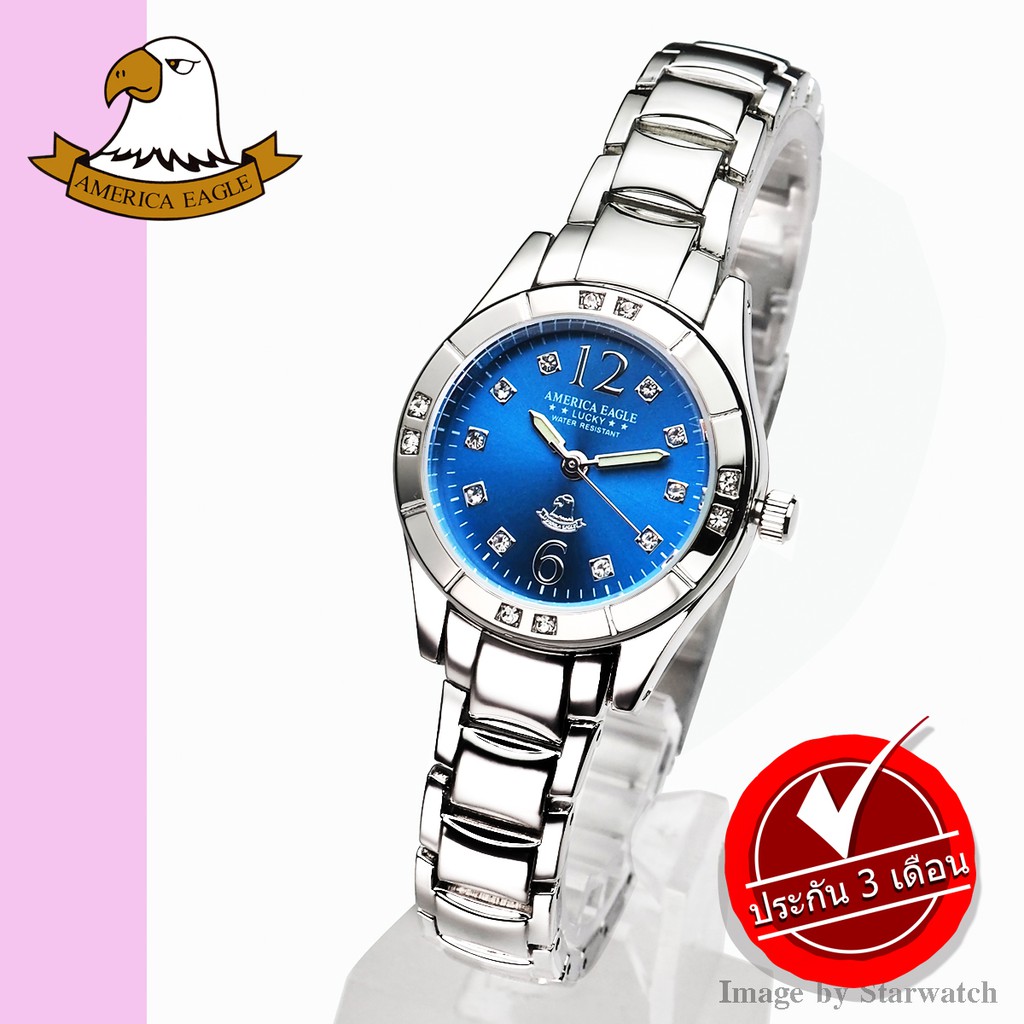 นาฬิกา AMERICA EAGLE สำหรับผู้หญิง สายสแตนเลส รุ่น AE013L - Silver/Blue