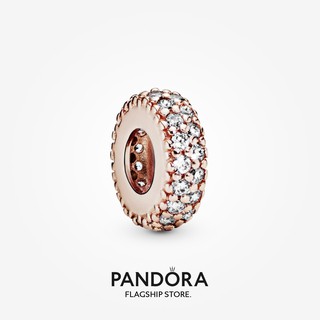 Pandora แผ่นสเปเซอร์ใส ชุบโรสโกลด์ 14k DIY อุปกรณ์เสริม สําหรับเครื่องราง p512