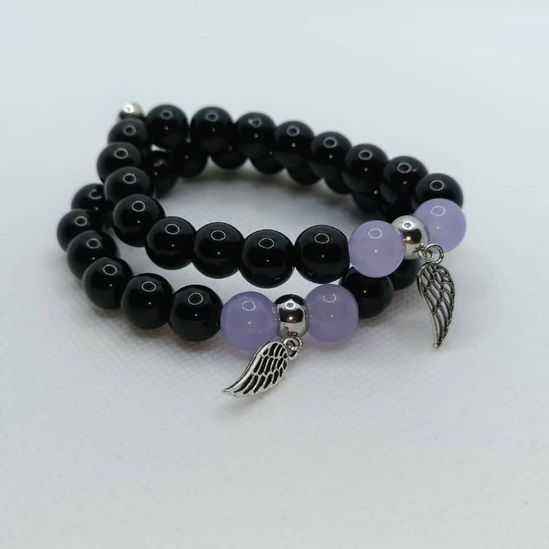 Gelang Tangan Kristal Couple Magnet Black Bead สร้อยข้อมือคู่ Touken Black珠情手链