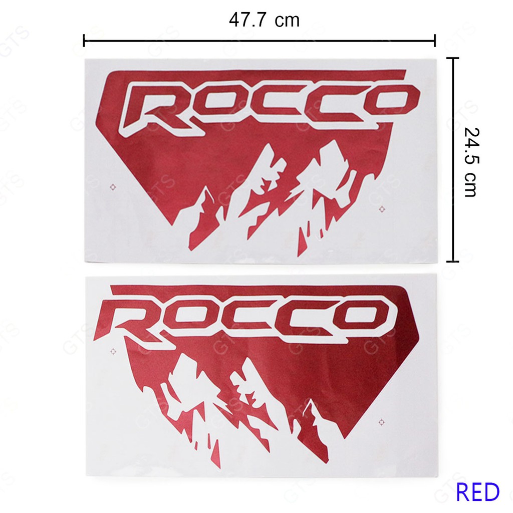 Sticker สติ๊กเกอร์ แต่งรถ สติ๊กเกอร์ติดข้างรถ "ROCCO" ข้างซ้าย+ขวา สีแดงเข้ม สำหรับ Toyota Revo,Rocc