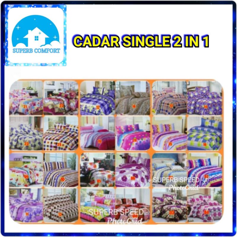 CADAR BUJAANG BEDSHEET SINGLE SIZES FITTED 2 IN 1