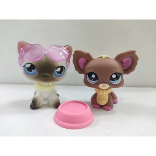 Lps ของเล่นเด็ก ร้านสัตว์เลี้ยง สุนัข แมว พร้อมอุปกรณ์เสริม 2 ชิ้น ต่อล็อต #107