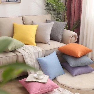 <Hot>ปลอกหมอนผ้าลินิน สีเทา 55×55.50x50,45x45,40×40.ปลอกหมอนอิง ระบายอากาศ สําหรับตกแต่งบ้าน โซฟา