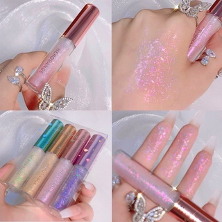 【In Stock】HERORANGE 4 PCS Sequined Diamond Liquid ชุดอายแชโดว์ Liquid Eye Shadow Pearlescent