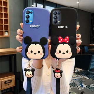 Cartoon Minnie Mickey OPPO Reno7Z Reno8Z 5G Reno7 Reno6 Reno5 Reno4 Reno 8Z 7Z 7 7Pro 2 4 4Z 5 5Pro 6 A15 A15S A93 A73 A53 A31 A9 A5 2020 A92 A12 A7 A5S A3S F11 F9 R17 R15 Pro เคสมือถือ ดิสนีย์ Soft TPU Case Hand Strap เคสโทรศัพท์