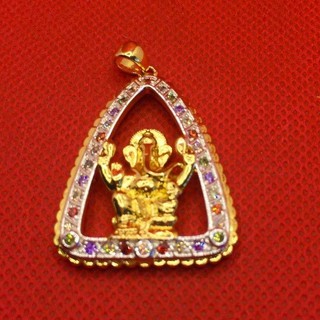 จี้พระพิฆเนศล้อมพลอยขาว (กว้าง2.6cm.ส.4cm)