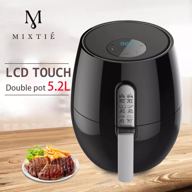 BHT หม้อทอด Air Fryer Smarthome (ประกัน 3 ปี ) ไฟฟ้าไร้น้ำมันเพื่อสุขภาพ 5.2 ลิตร ใหญ่มาก หม้อทอดไร้