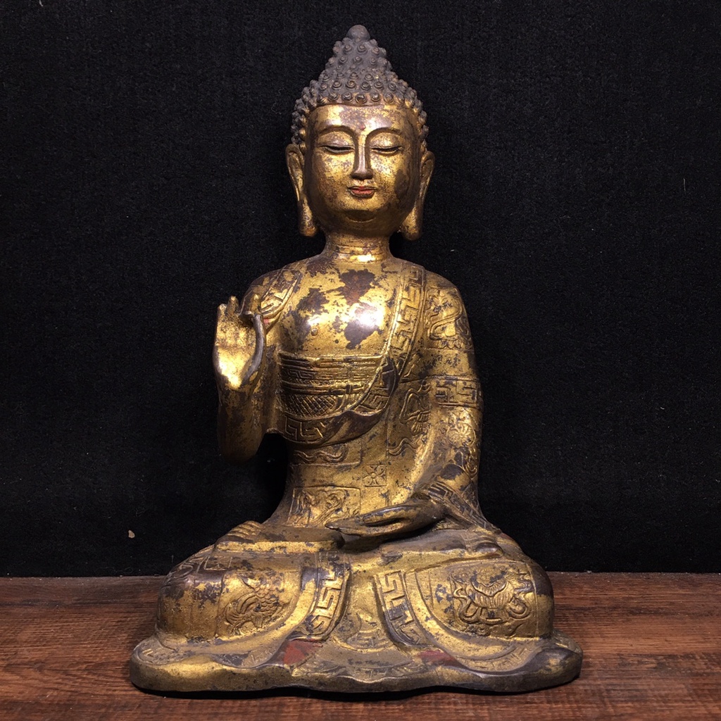 №Laojunlu Pure Copper And Clay Gold Sakyamuni Buddha Statue Antique Bronze Masterpiece Collection Of Solitary Chinese
