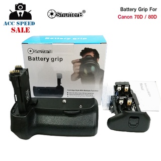 Battery Grip Shutter B รุ่น CANON 80D/70D (BG-E14 Replacement)