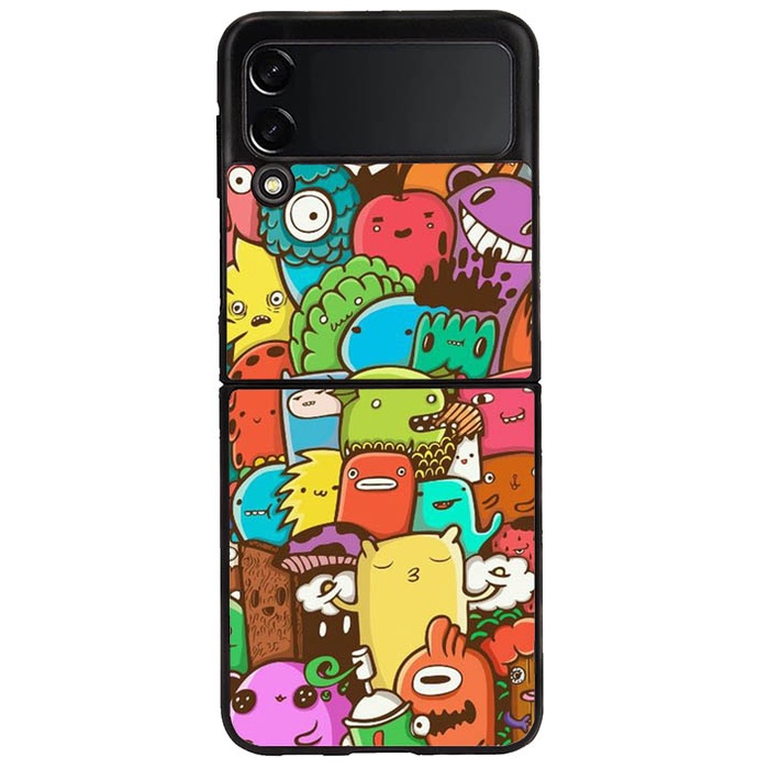 Casing Case Samsung Galaxy Z Flip 3, Z Flip 4 Doodle Cartoon Full Color P0040